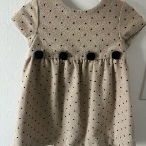 Charming Cream Kids Dress with Black Accents